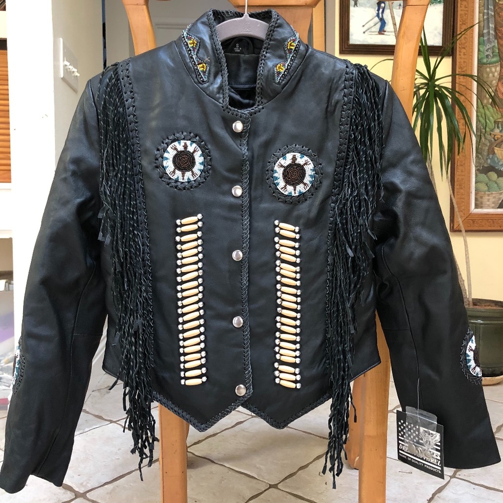 BIKER LEATHER JACKET SIZE S